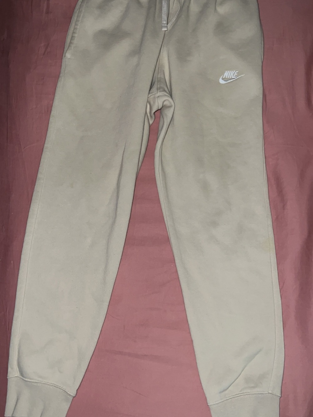 Nike Tan Sweatpants with White Swoosh Logo